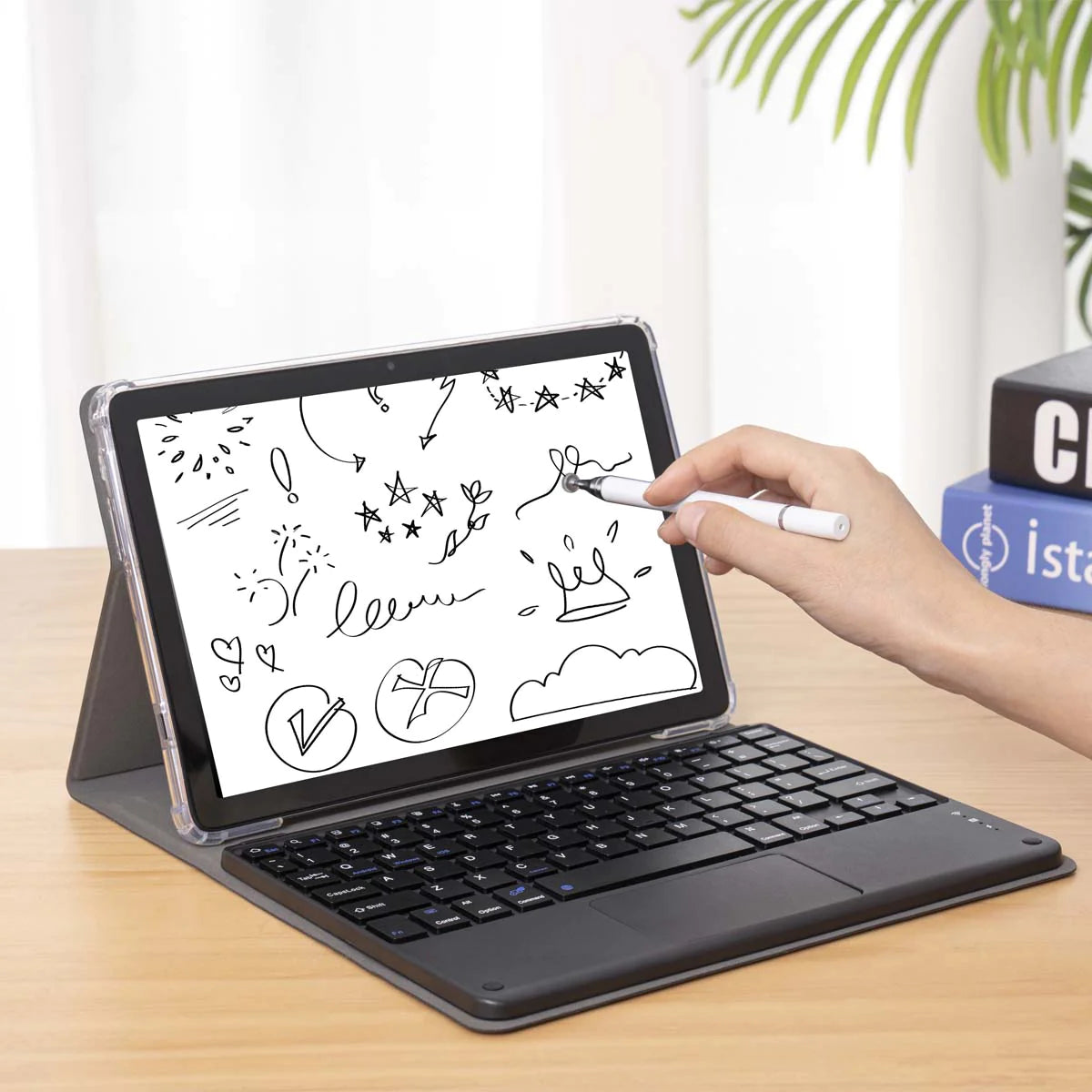 DOOGEE mobile - La tablette Doogee T10 est livrée avec un clavier détachable  sans fil qui peut être connecté directement à la tablette via un connecteur  Bluetooth et un stylet réactif. [Remarque 